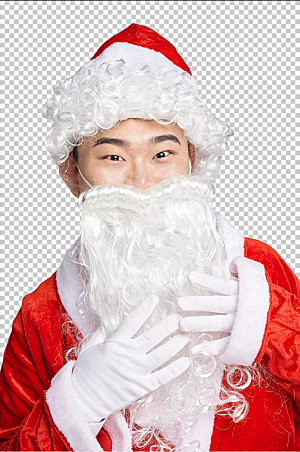 圣诞老人抚摸胡子摄影免抠png