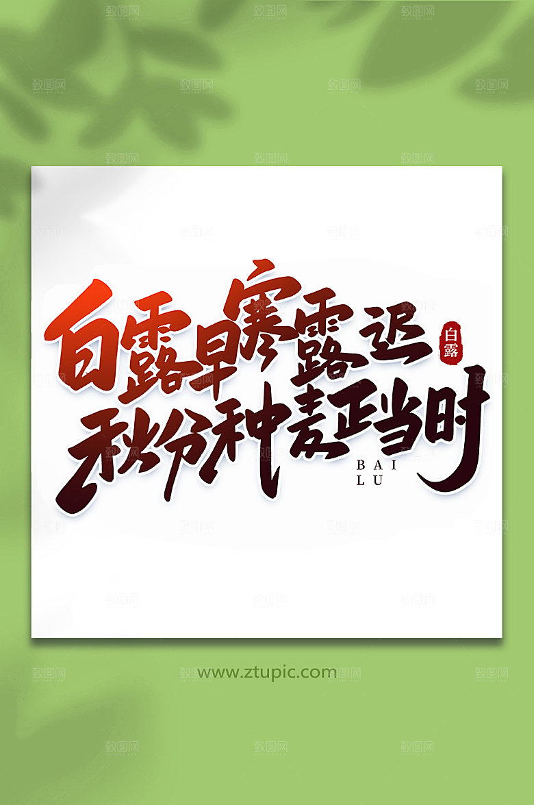 大气白露早寒露迟手写白露字体