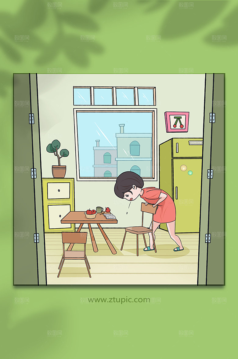 扁平海姆立克急救法插画设计