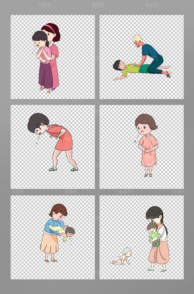 海姆立克急救医疗人物插画