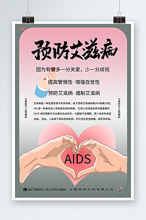 简约预防艾滋病知识宣传海报设计