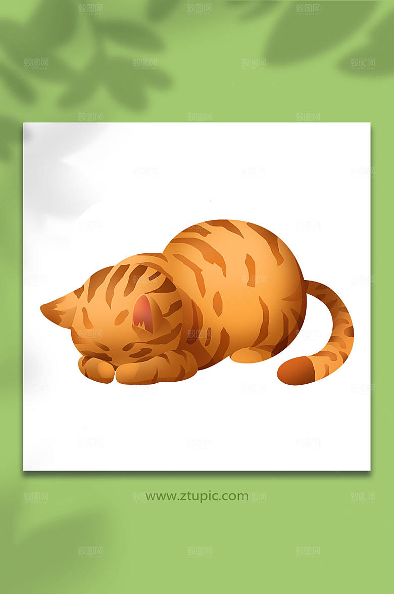 扁平胖橘猫宠物猫狗插画设计