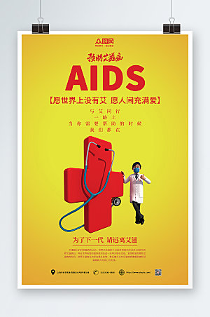 大气预防艾滋病知识海报设计