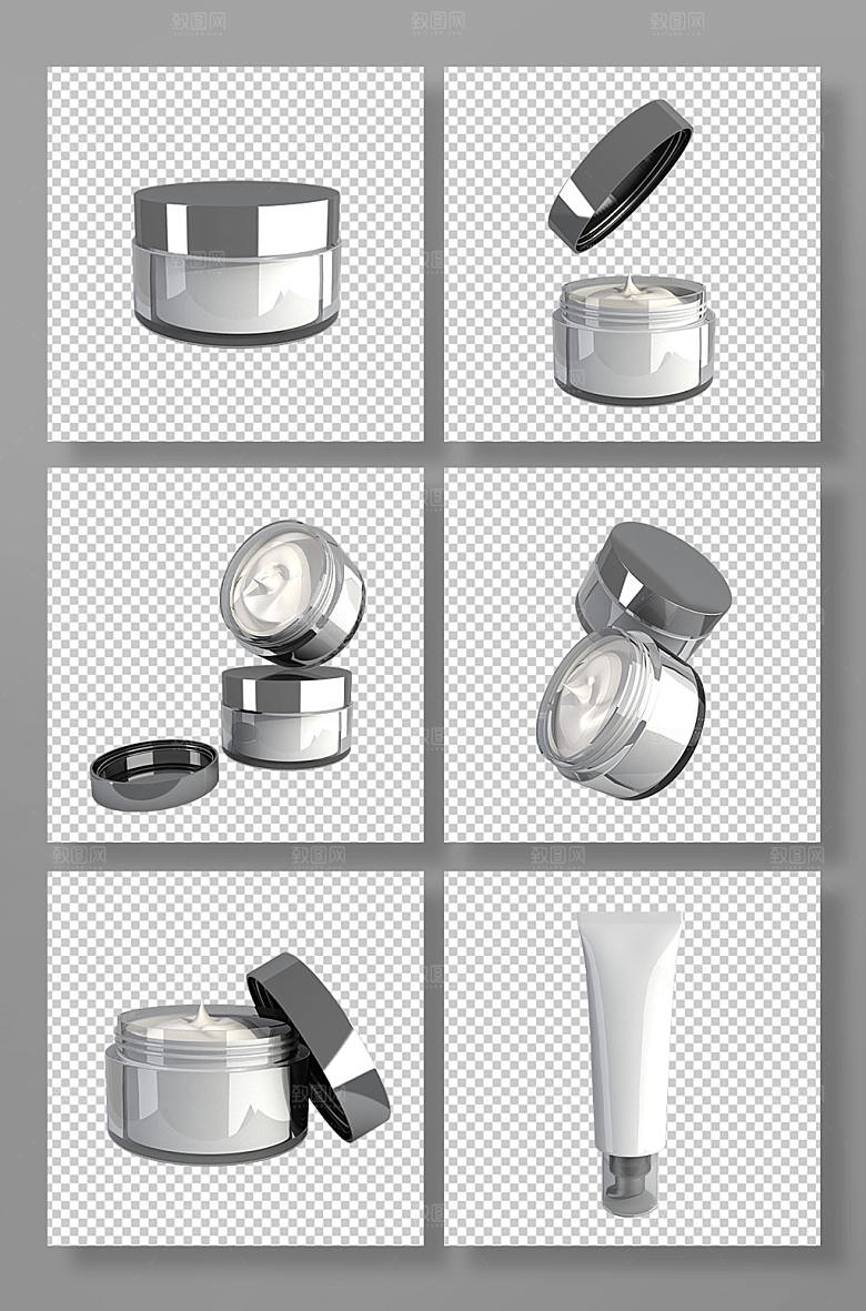银色化妆品3D模型元素