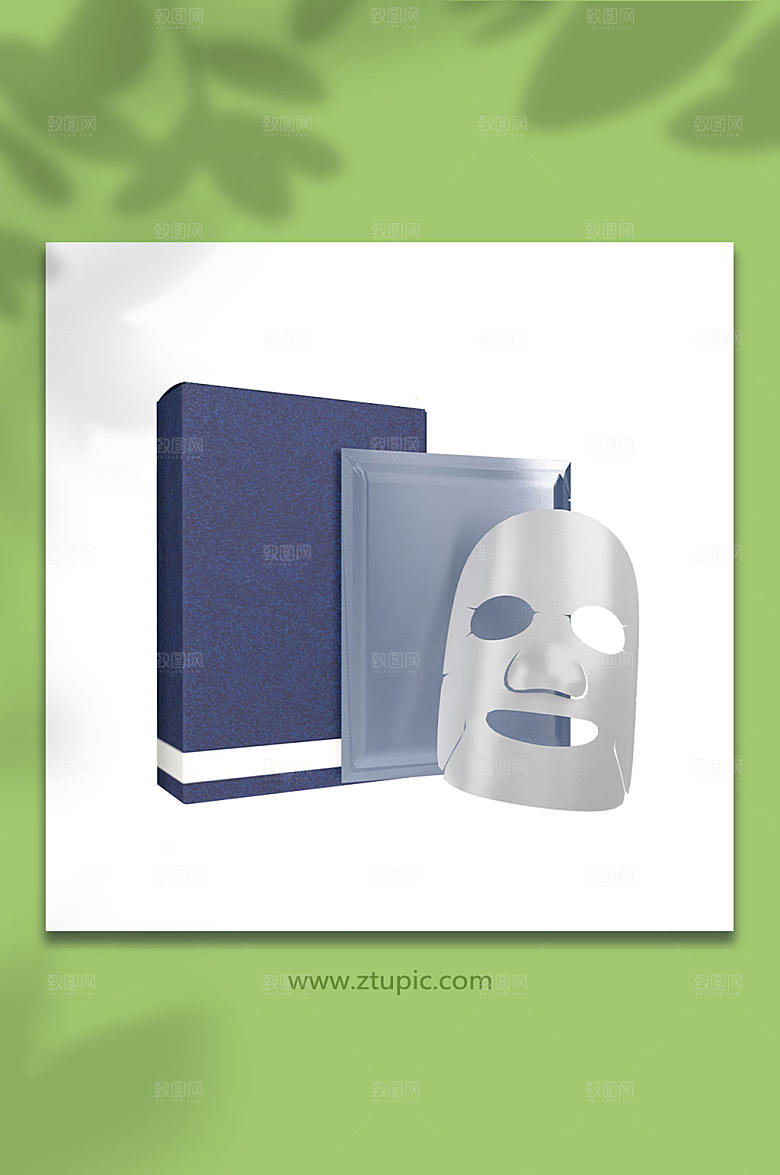 蓝色套盒面膜化妆品3D模型免抠元素