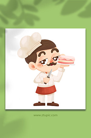 卡通甜品美食厨师人物插画设计