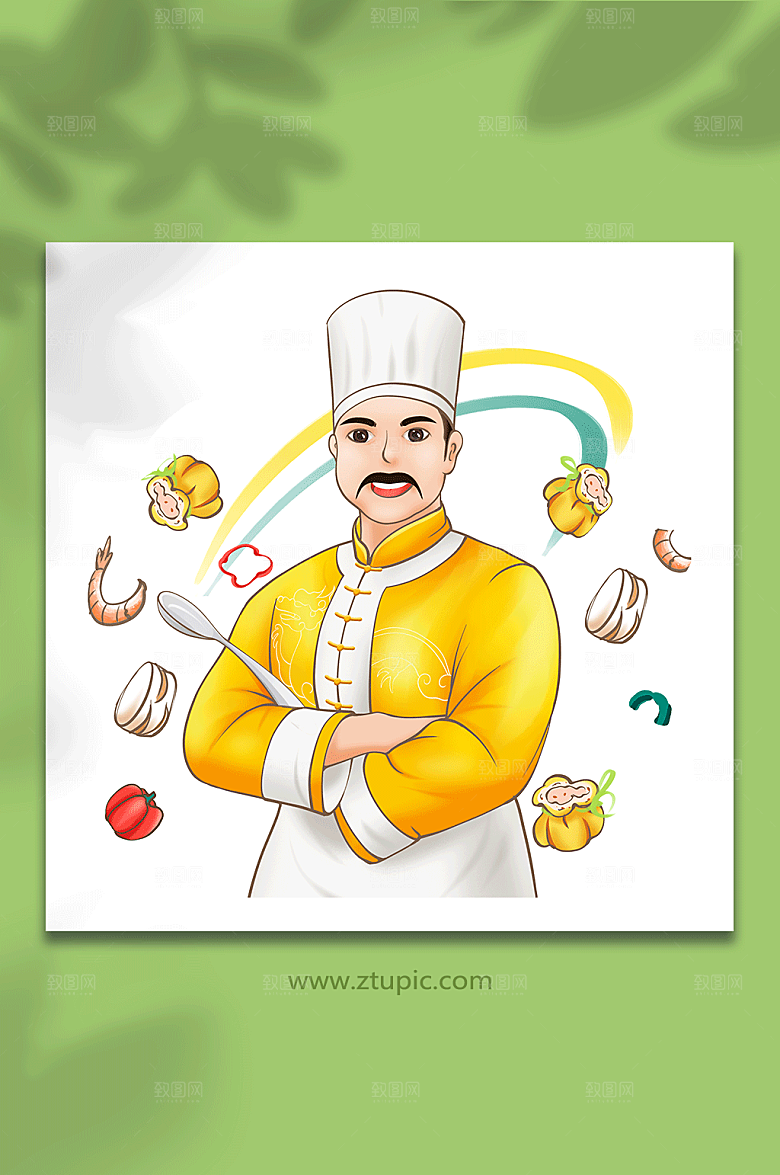 卡通皇家御用厨师人物插画素材