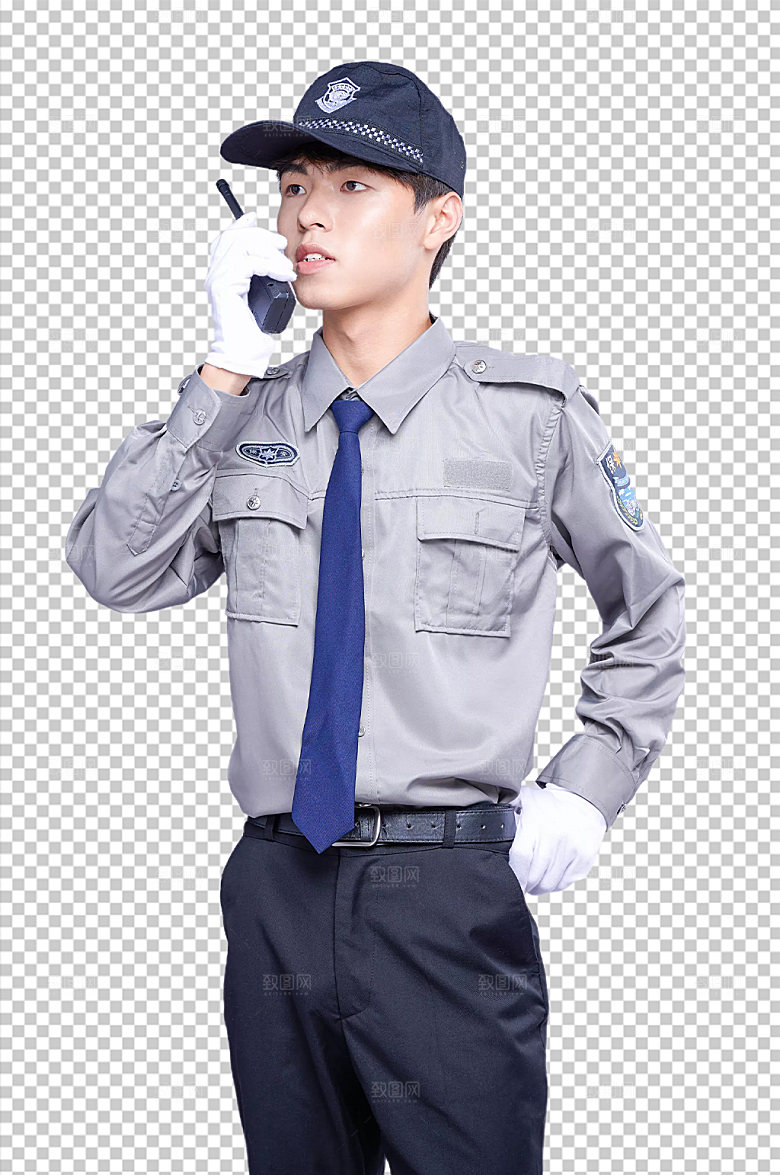 对讲机保安照片免抠精修商业摄影图