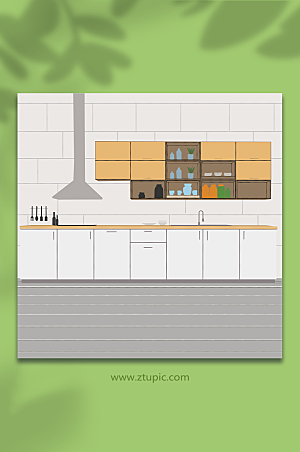现代厨房抽油烟机橱柜壁柜元素