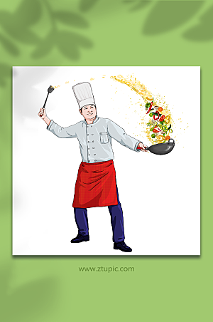 卡通厨师人物烹饪元素插画