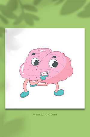 扁平大脑拟人人体器官插画设计