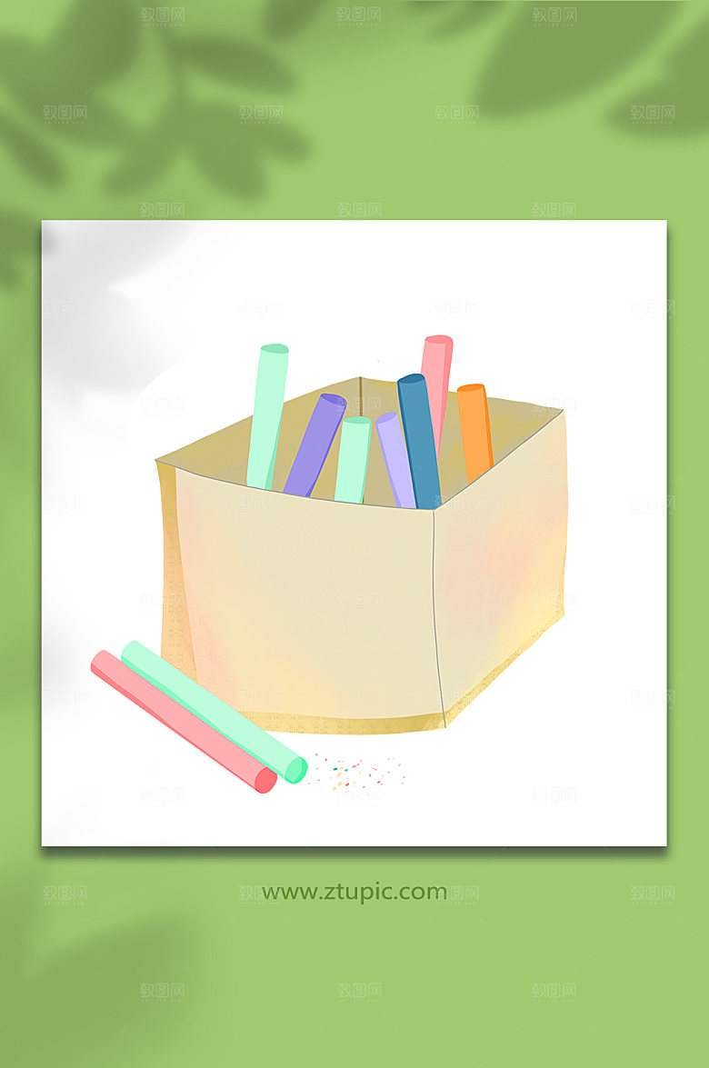 卡通粉笔教师节物品插画设计