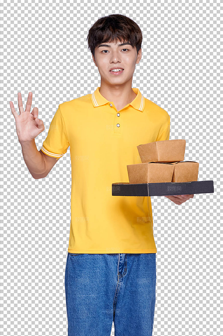 外卖小哥送餐免抠PNG摄影图片