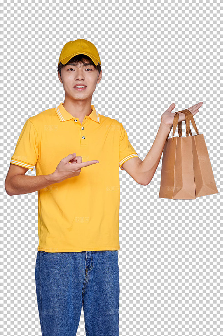 外卖小哥送餐免抠PNG摄影图片