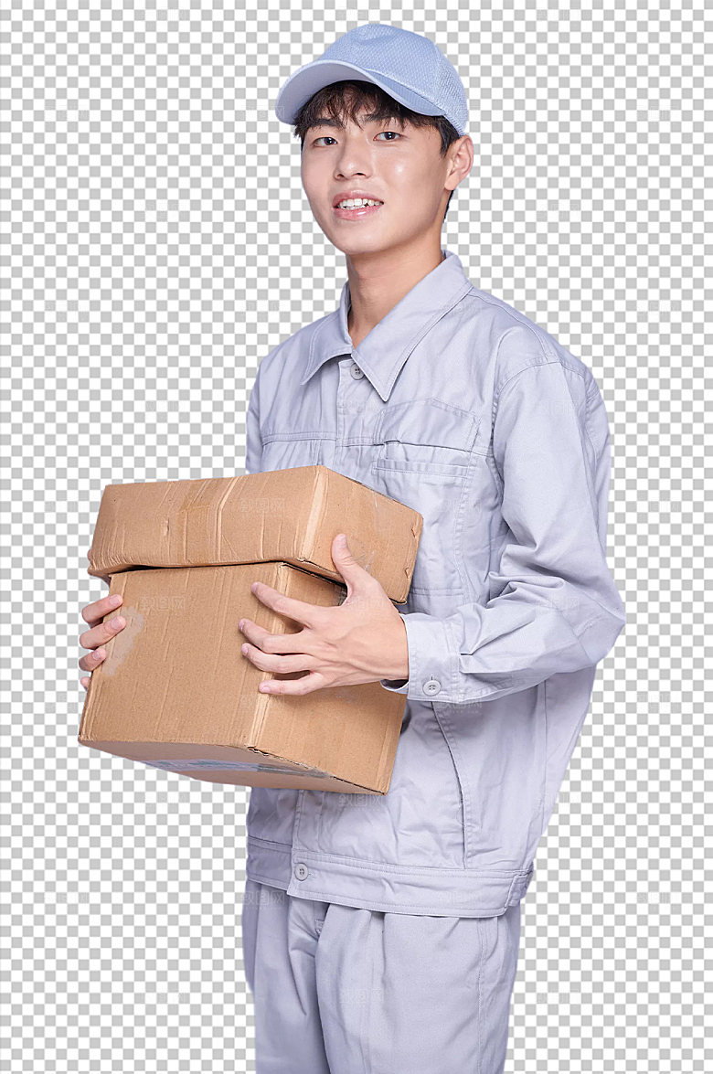 快递人物抱快递免抠PNG摄影图片