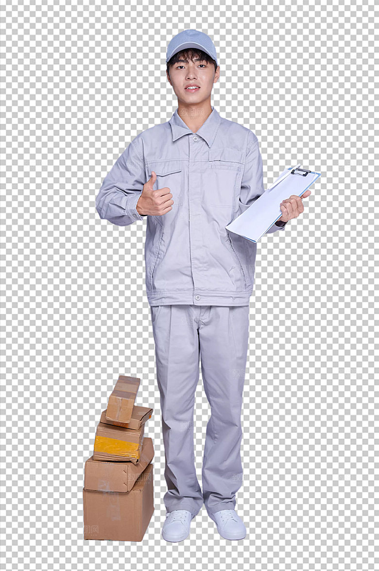 快递员点赞免抠PNG摄影图片