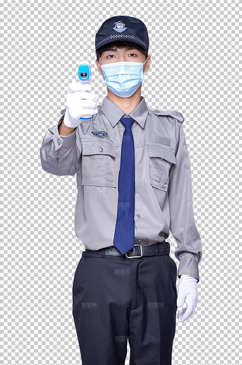 保安社区治安戴口罩免抠PNG摄影图片