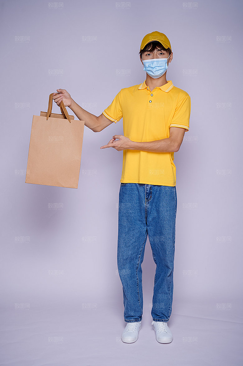 外卖小哥提外卖商业摄影图片