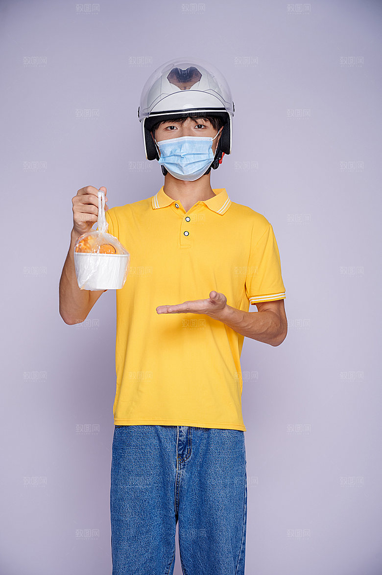 戴口罩外卖小哥防疫人物精修商业摄影