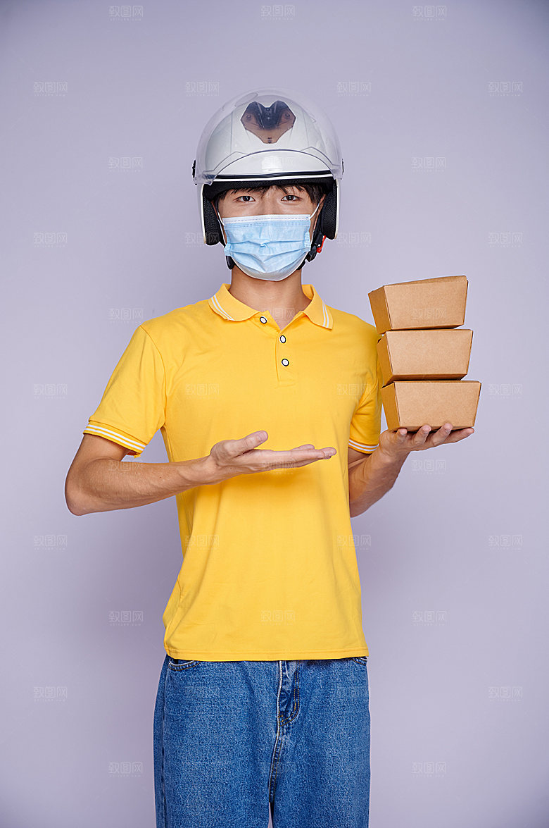 配送员送餐精修商业摄影图片