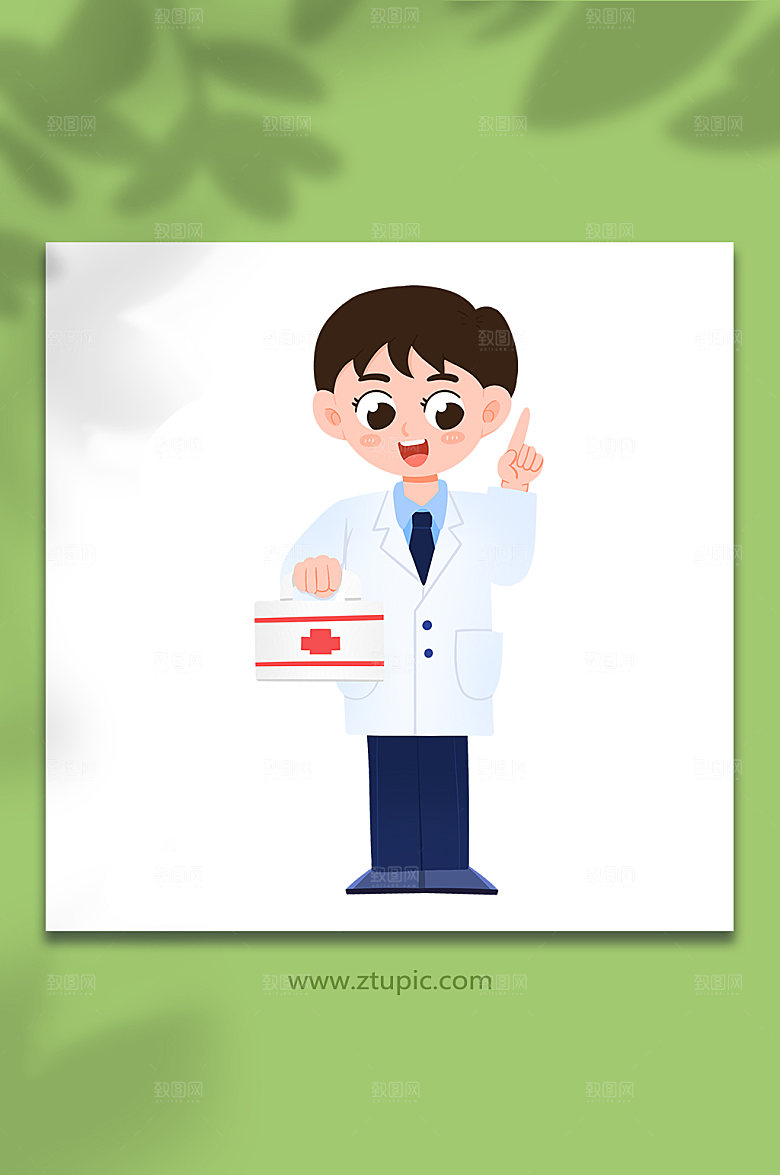 卡通急救箱医生人物插画设计