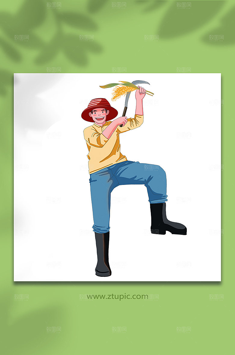扁平风大叔农民人物插画