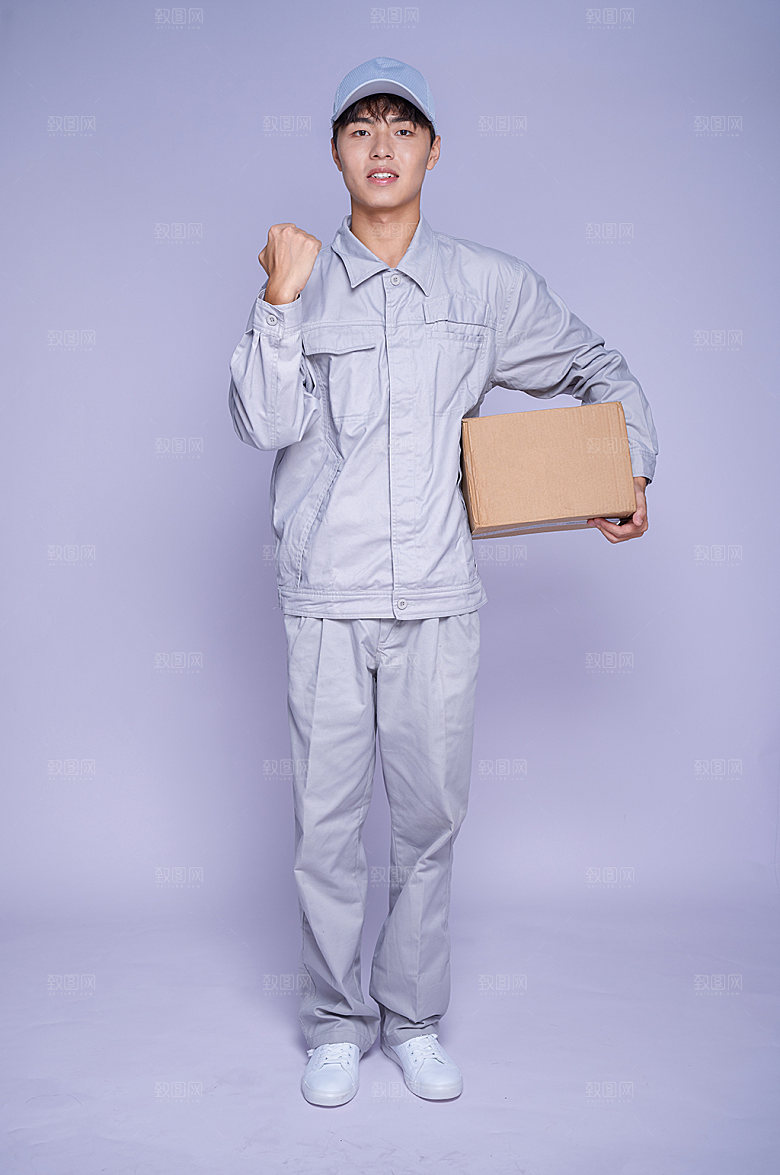 快递员加油人物商业摄影图片