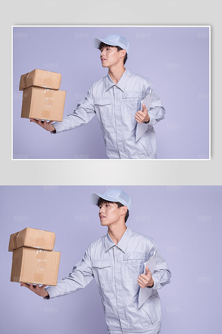 快递员递快递人物照片商业摄影图片