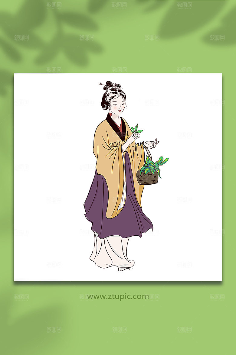 卡通采药人老中医人物插画设计