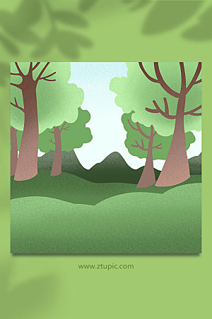 绿色森林自然背景元素插画