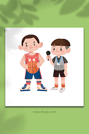扁平体育篮球新闻人物插画素材