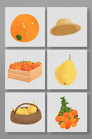 卡通立秋水果免扣插画元素