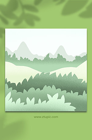 绿色茶园绿色山脉背景插画