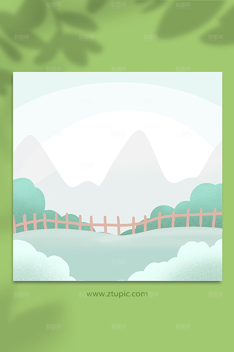 绿色自然茶园山脉背景插画