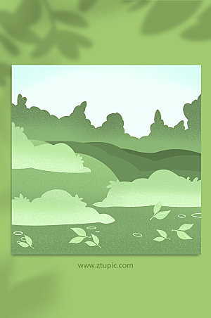 绿色茶叶植物自然背景插画