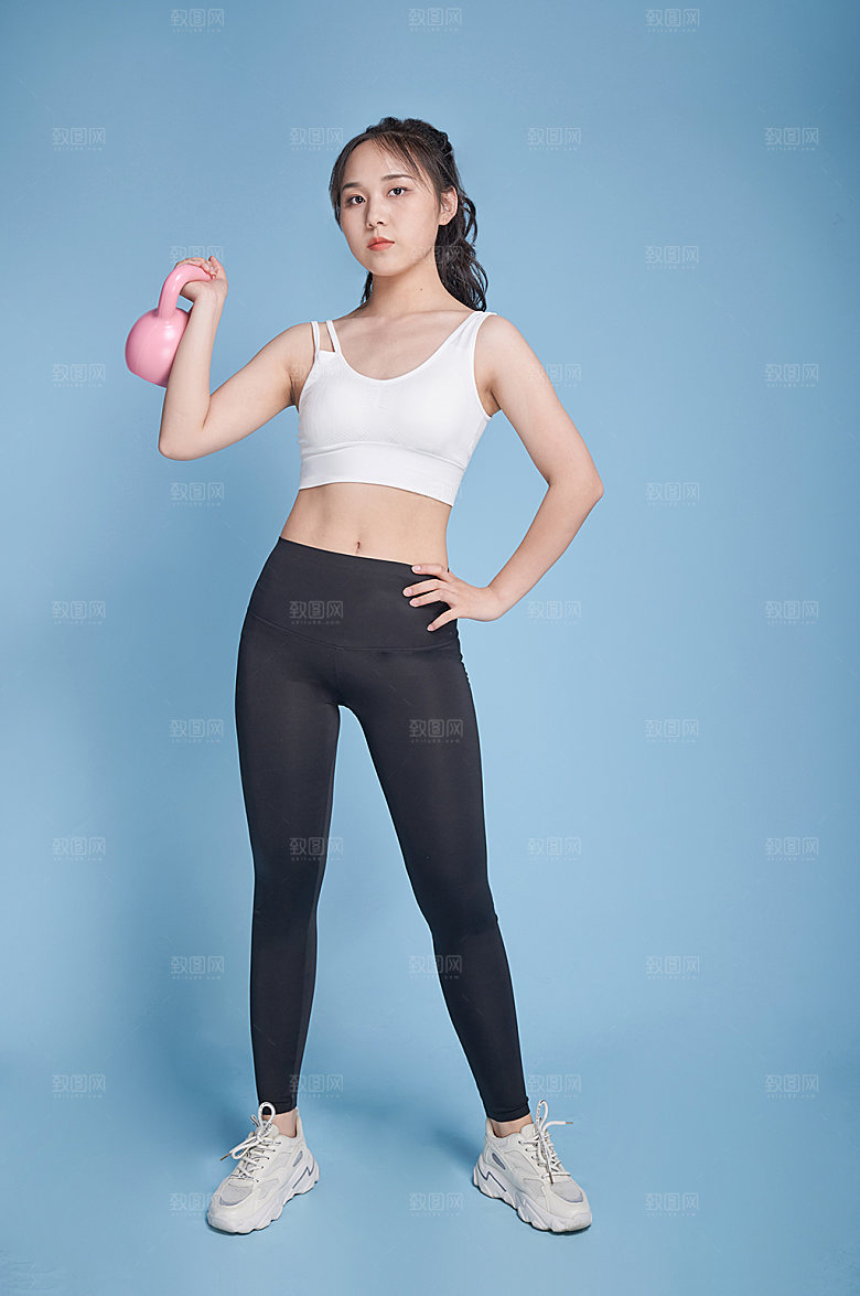 女生壶铃运动健身摄影图精修