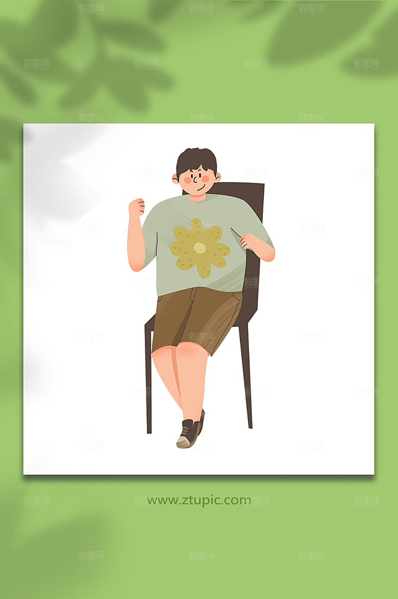 可爱男孩扁平化郊游露营人物插画