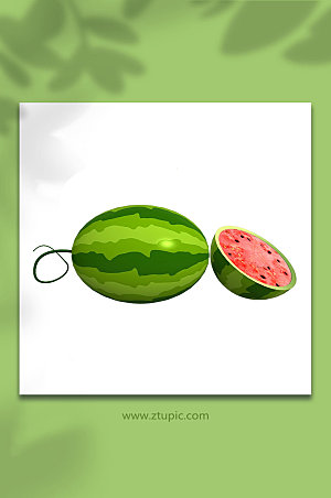 可爱西瓜3D立体水果模型元素