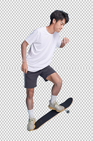 男生玩滑板运动人物免抠PNG摄影图