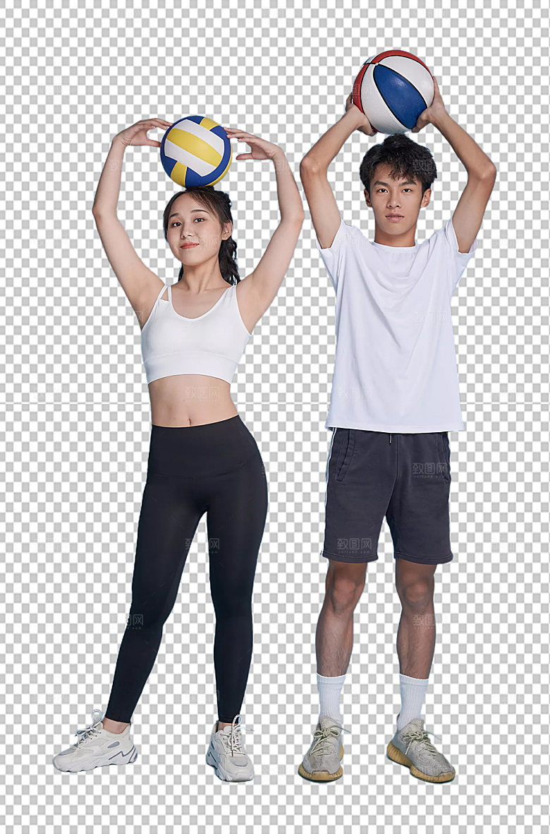 男女排球健身人物免抠摄影图片
