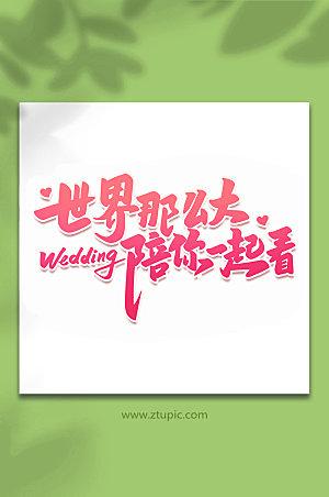 粉色世界那么大婚礼手写字体设计