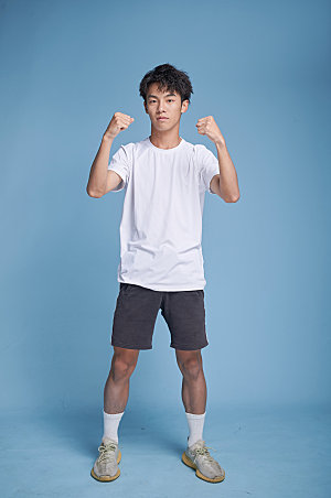 男生加油手势运动健身人物摄影图片