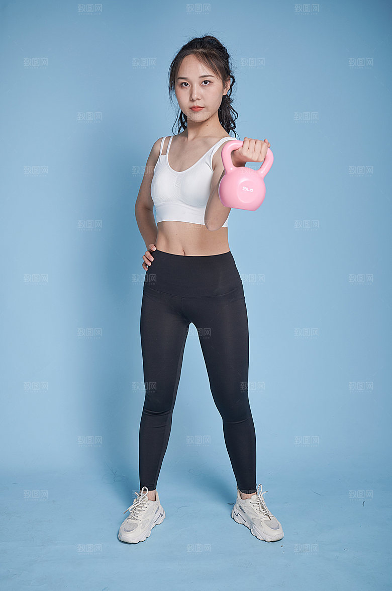 可爱女生壶铃运动人物摄影