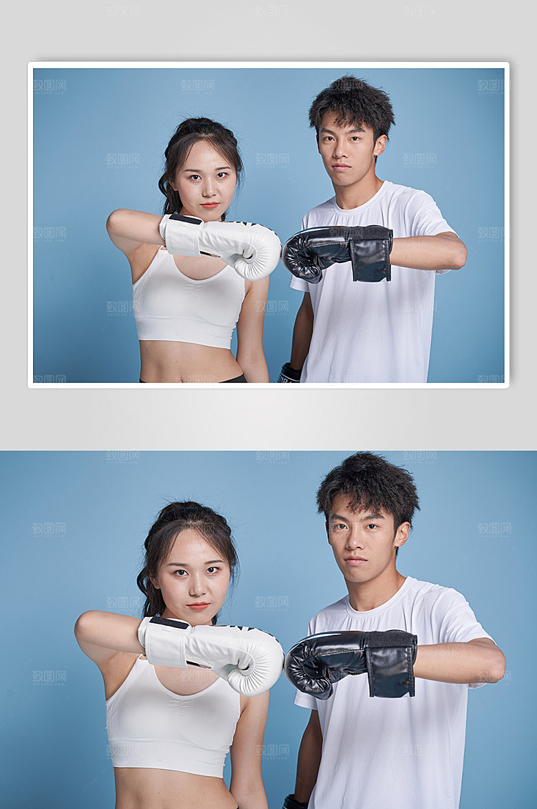 男女拳击运动人物摄影图精修