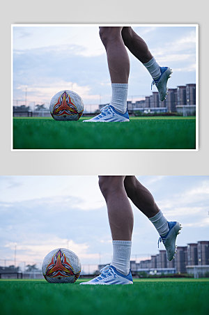 男生足球运动脚部特写物摄影