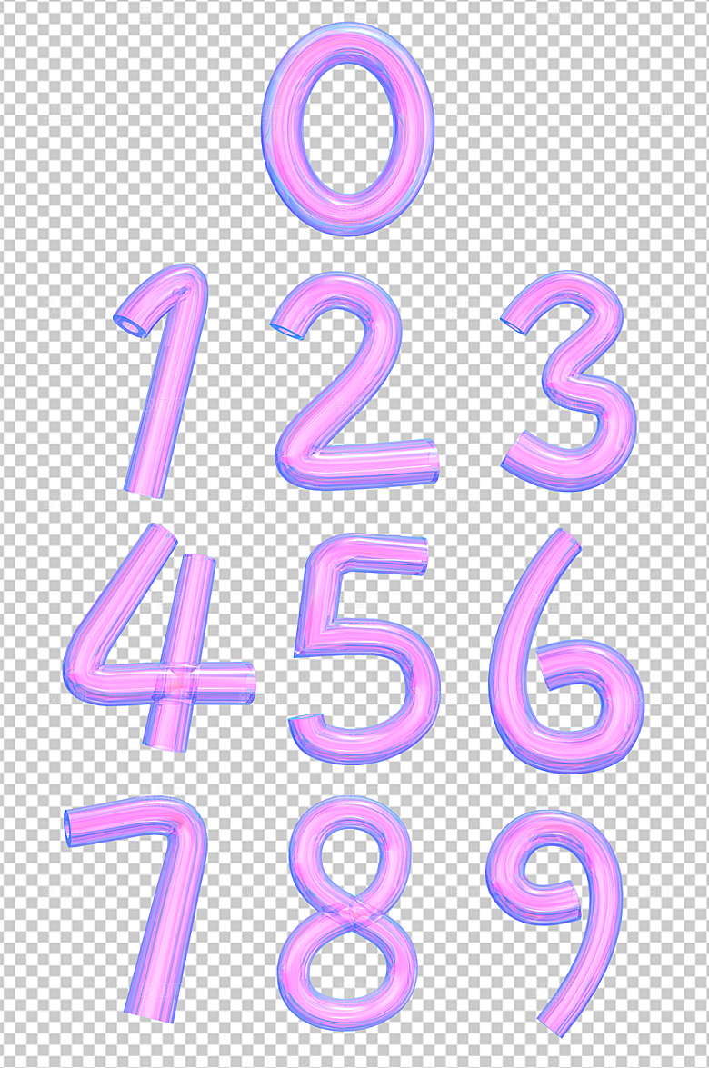 C4D立体字模型PNG免抠元素