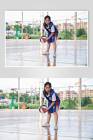 女生篮球体育运动人物摄影图