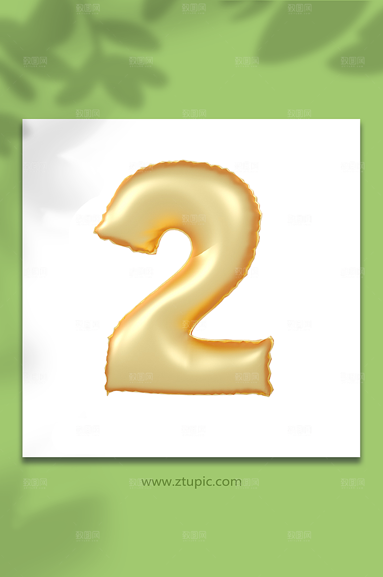 金色数字2C4D立体免抠字体