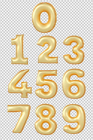 金色数字组合C4D立体免抠字体