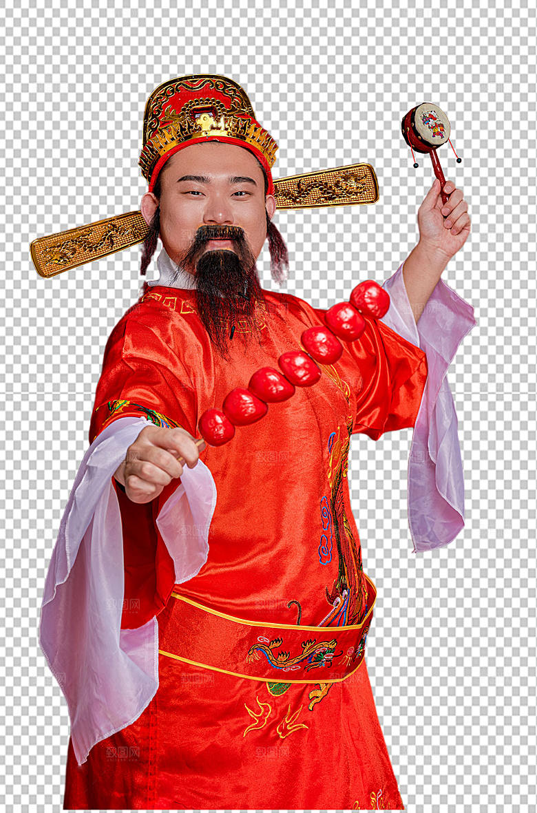 喜庆财神爷拨浪鼓摄影图片